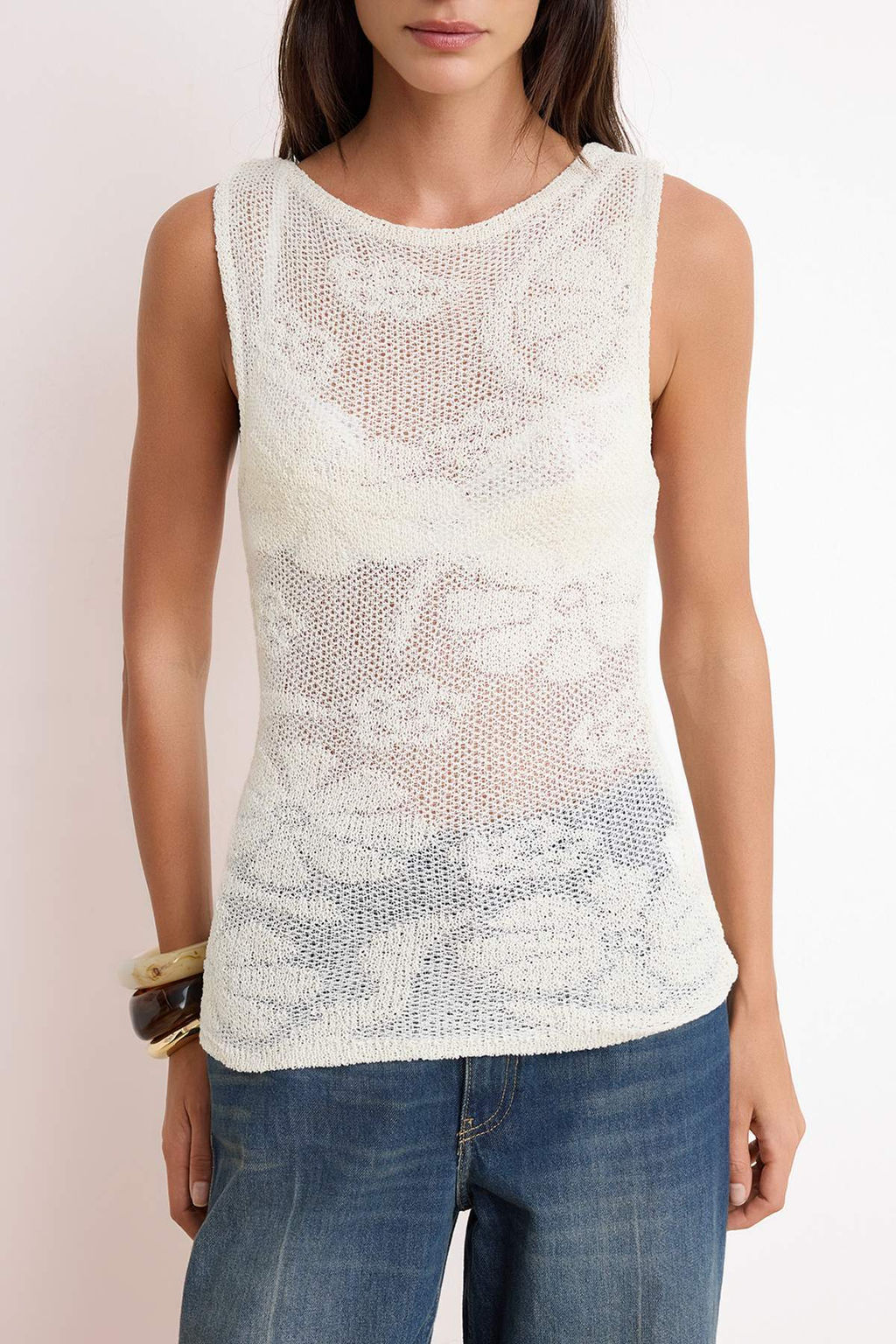 Ekru Bisiklet Yaka Fitted Dokulu Triko Ince Bluz TWOSS26BZ00316 - Trendyolmilla фото 3