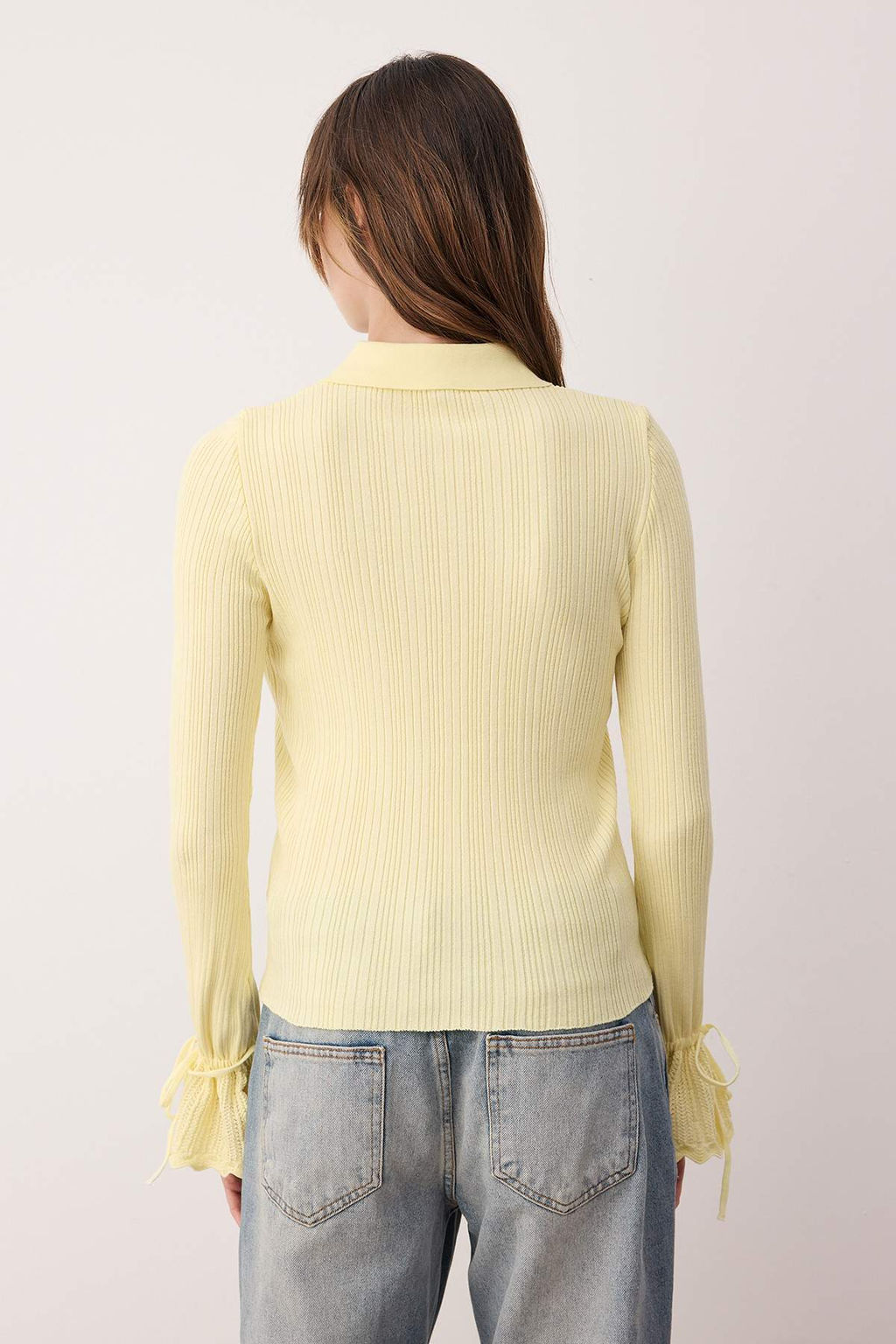 Sar? Merserize Gorunumlu Fitilli Polo Yaka Triko H?rka TWOAW26HI00111