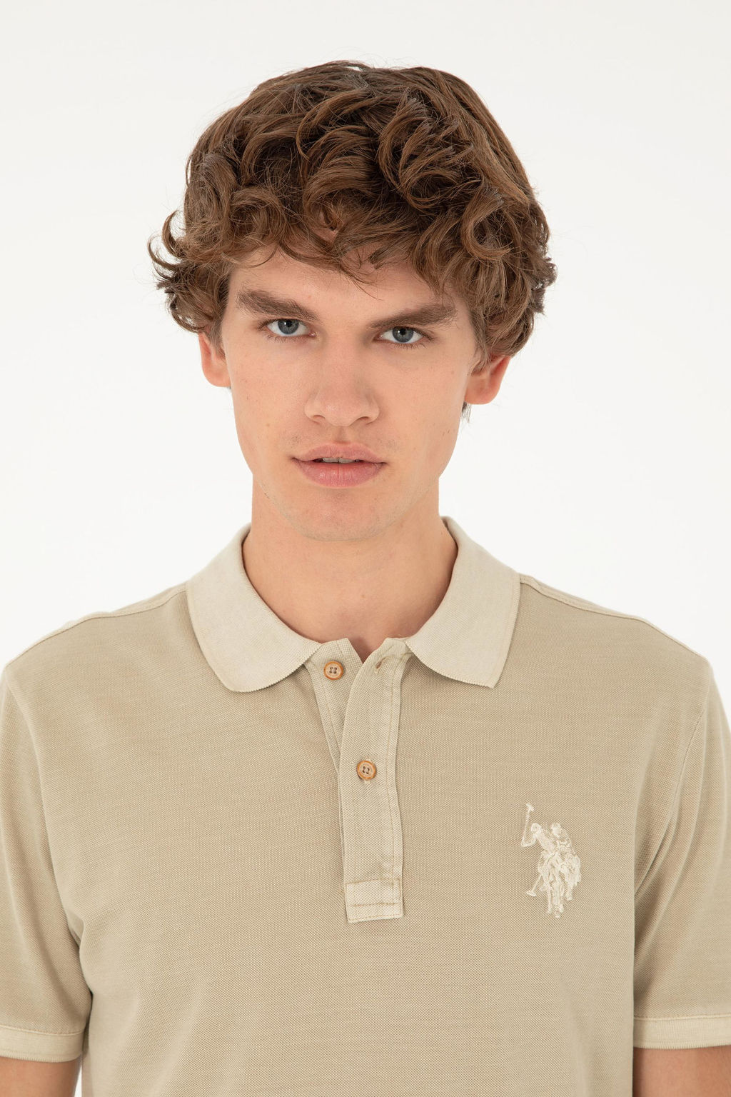 Футболка U.S. Polo Assn мужская светло-хаки хлопок  фото 2