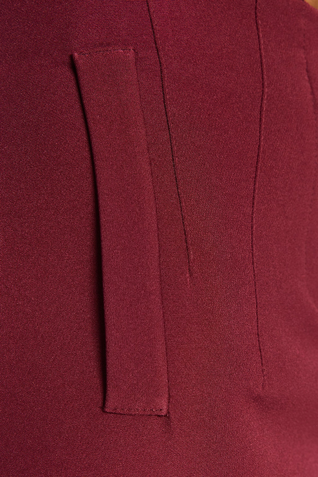 Koyu Bordo Cigarette Kal?p Pensli Yuksek Bel Bilek Boy Dokuma Kumas Pantolon TWOSS20PL0515