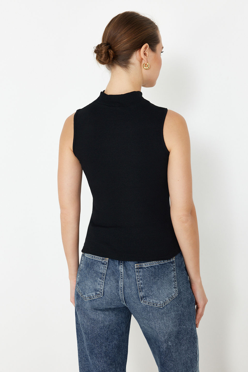 Siyah-Beyaz-Cok Renkli 3Lu Paket Fitted/Vucuda Oturan Fitilli Esnek Orme Bluz TWOSS24BZ00560 - Trendyolmilla фото 6