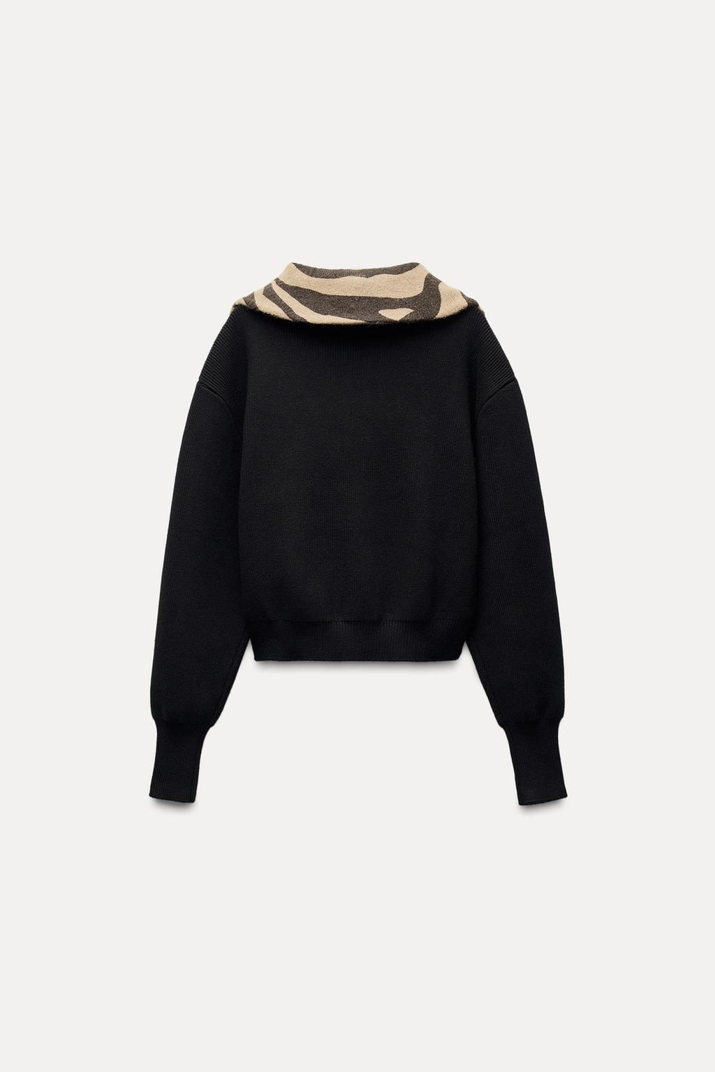 ANIMAL PRINT JACQUARD COLLAR SWEATER - Zara фото 7