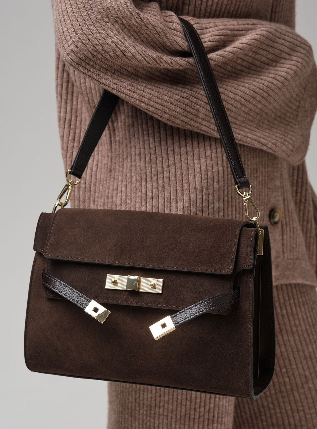 Замшевая сумка Rachel DBR 31361 черный каштан  фото 6