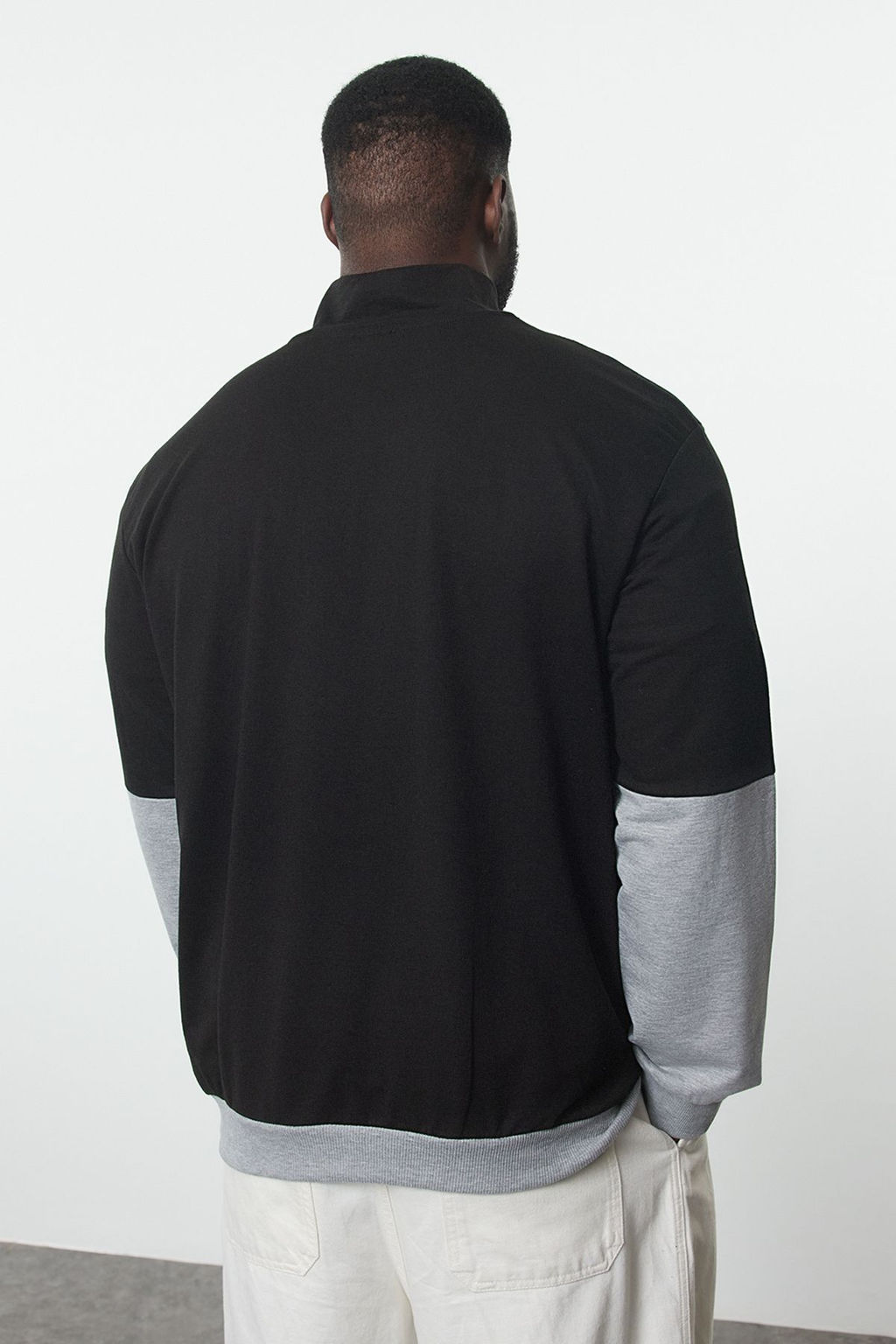 TRENDYOL MAN Buyuk Beden Gri Regular Fit Panelli Uzun Kollu Hakim Yaka Fermuarl? Sweatshirt TMNAW25AO00016 - Trendyolmilla фото 5
