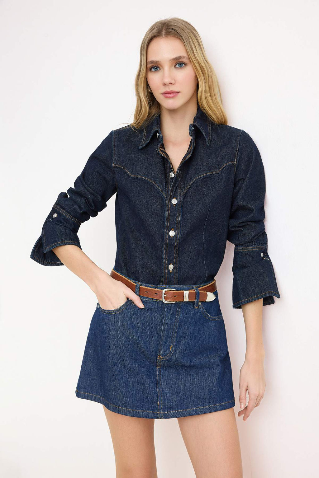 TRENDYOLMILLA Siyah More Sustainable Mini Denim Sort Etek TWOSS23SR00190  фото 23