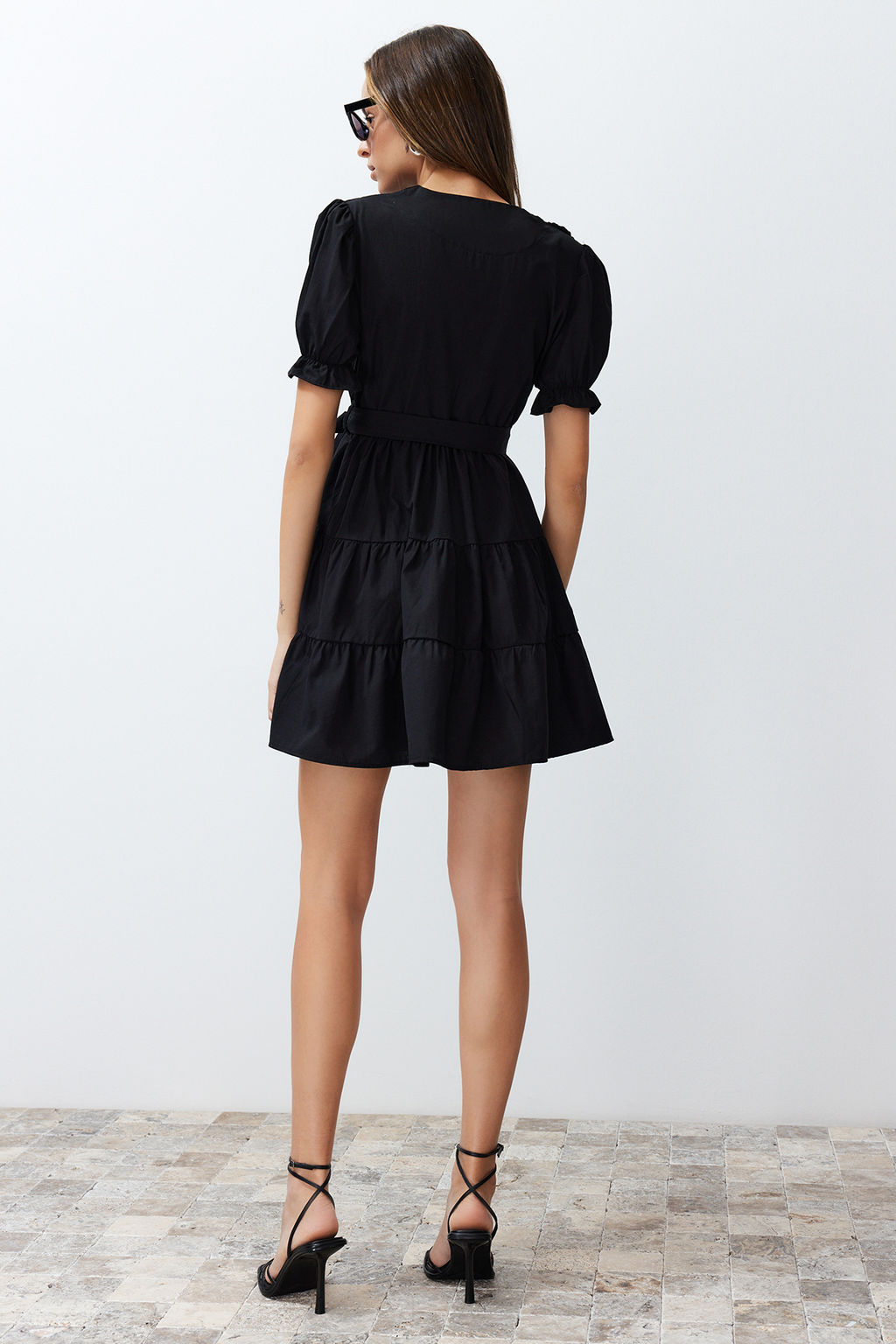 Siyah Etnik Desenli Belden Ac?lan Mini Dokuma Elbise TWOSS24EL00942 - Trendyolmilla фото 6