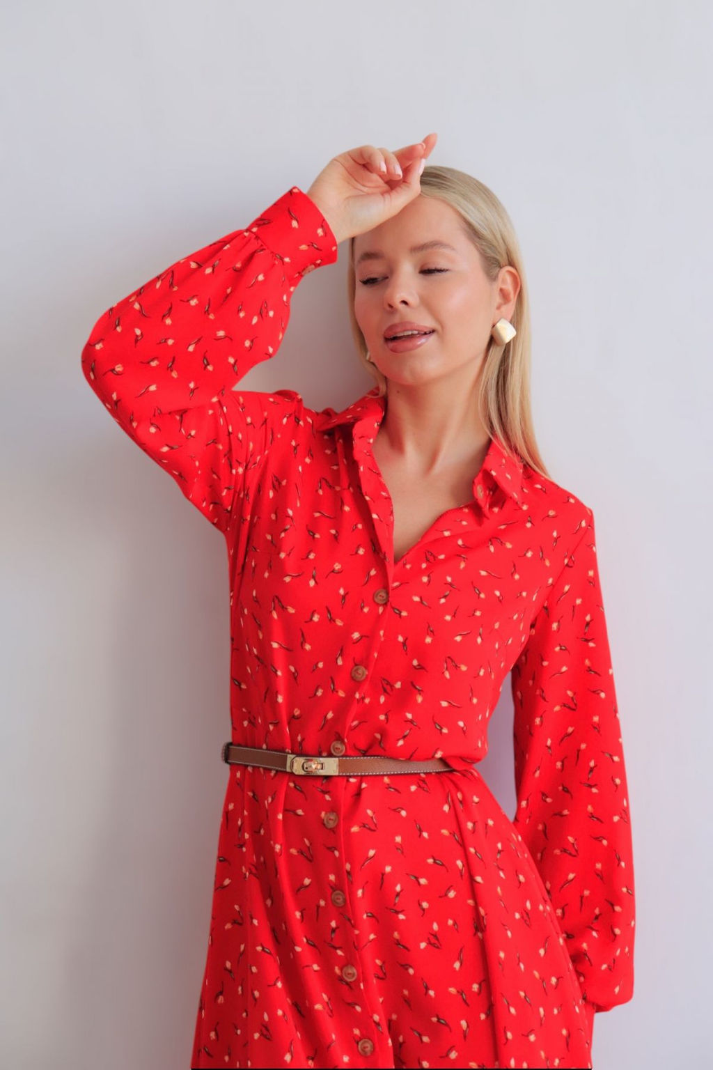 Martichelli Платье-рубашка красное  фото 8