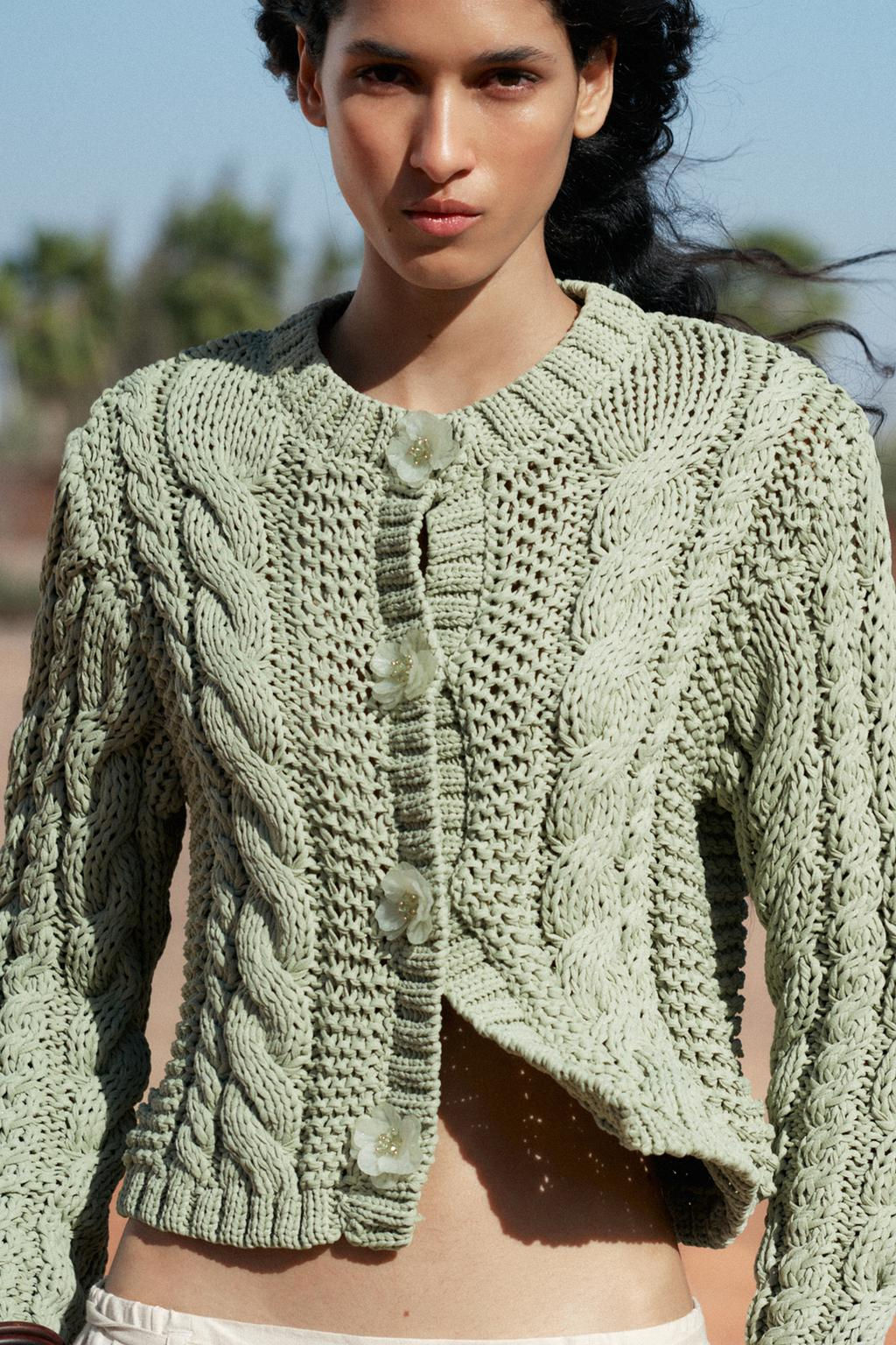 FLORAL BUTTON KNIT CARDIGAN - Zara фото 8