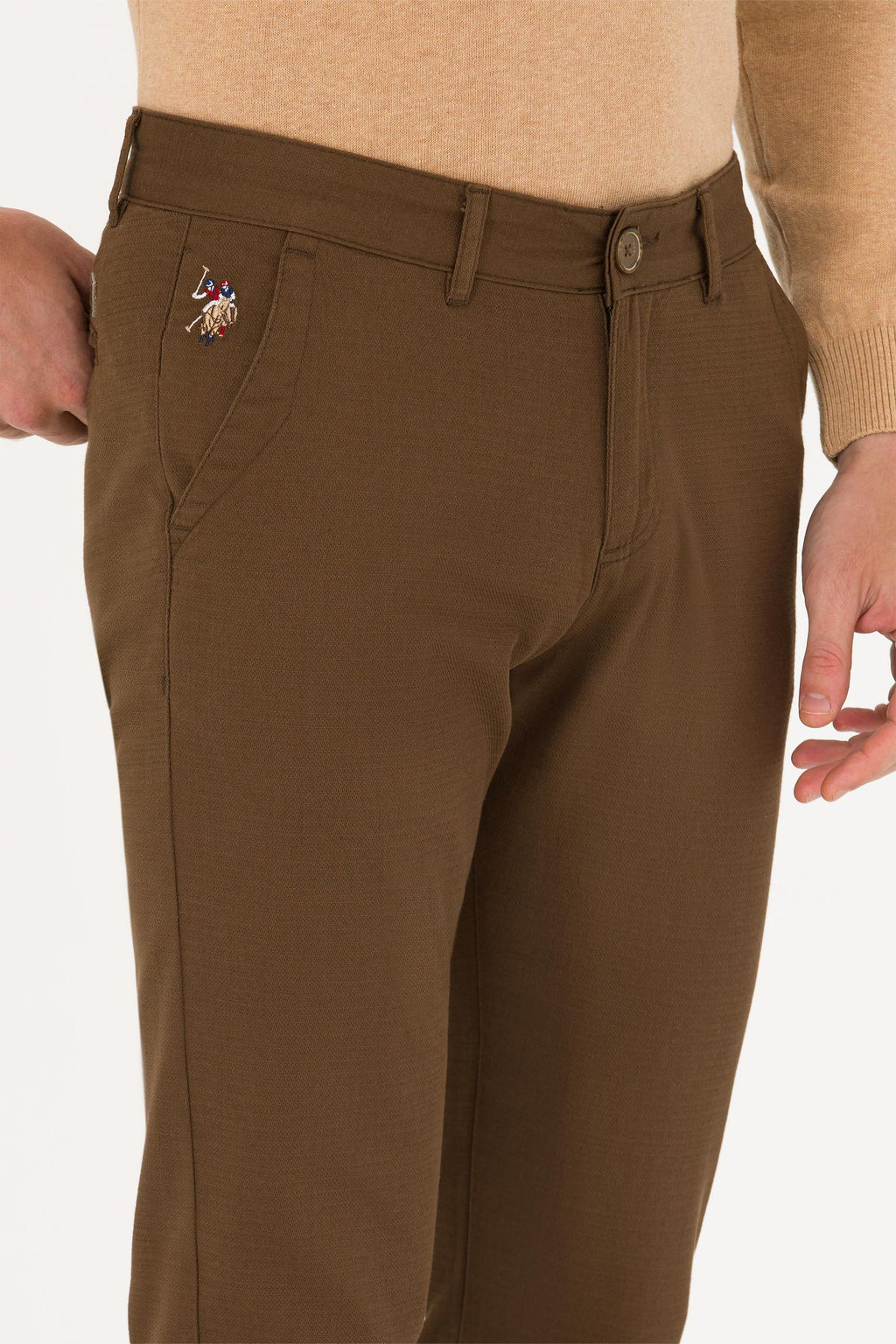 Erkek Slim Fit Coconut Kanvas / Chino Pantolon