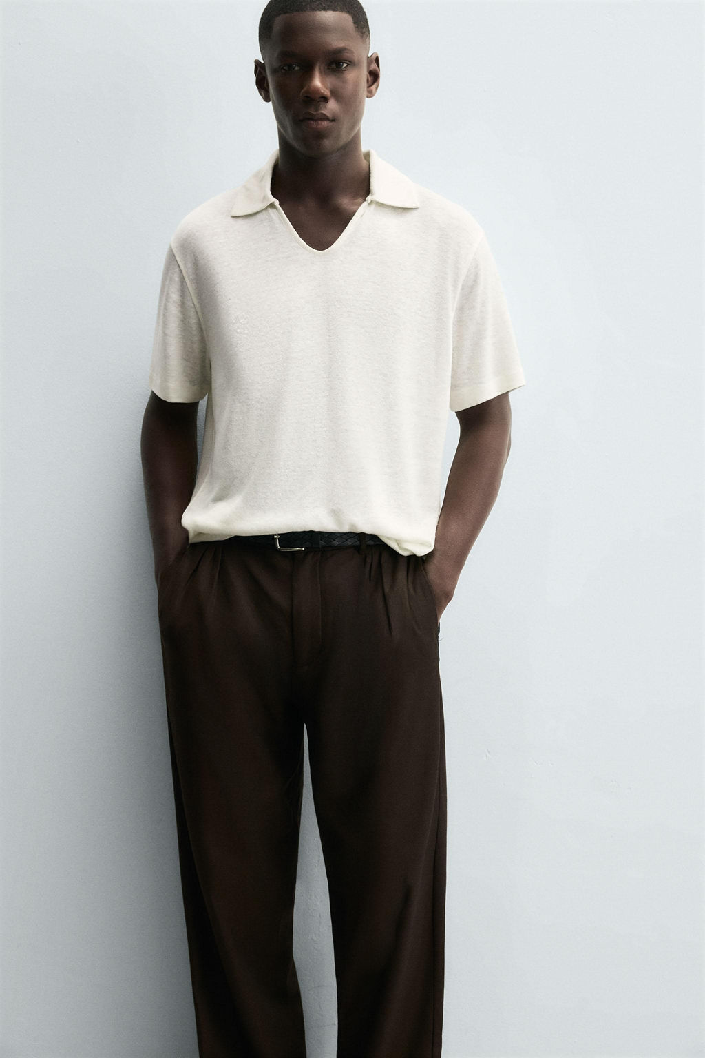 HEMP/VISCOSE KNIT POLO SHIRT - Zara фото 6