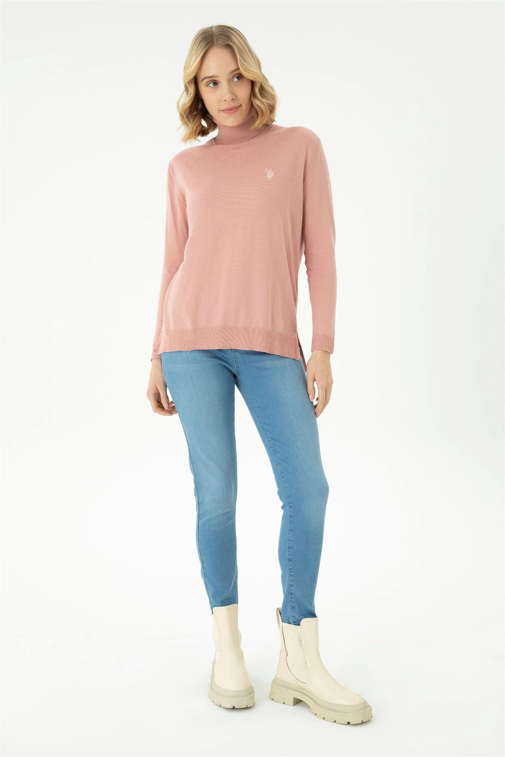 Женский базовый свитер пудрового цвета Неожиданная скидка в корзине - U.s. polo assn фото 4