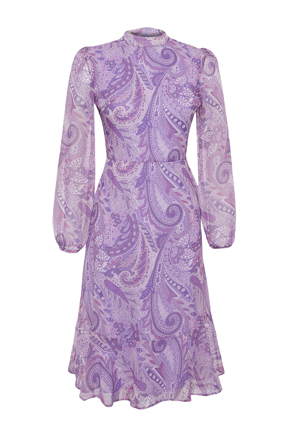 TRENDYOLMILLA Yesil Sal Desenli Volanl? Dokuma K?sl?k Elbise TWOAW23EL01436 фото 7