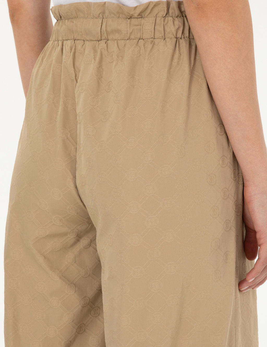 Bej Dokulu Flare H_gh Waist Fit Pantolon