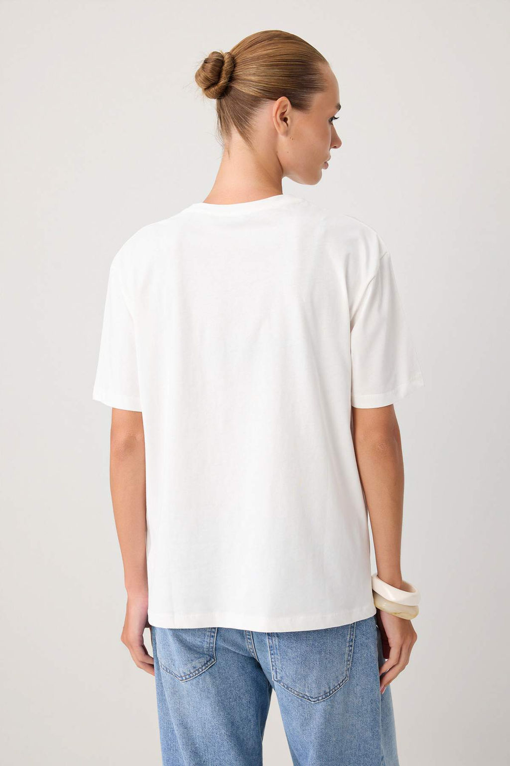 Ekru Regular/Normal Kal_p D___k Kol K_sa Kollu Tok %100 Pamuk _rme T-shirt TWOSS26TS00384 - Trendyolmilla фото 4