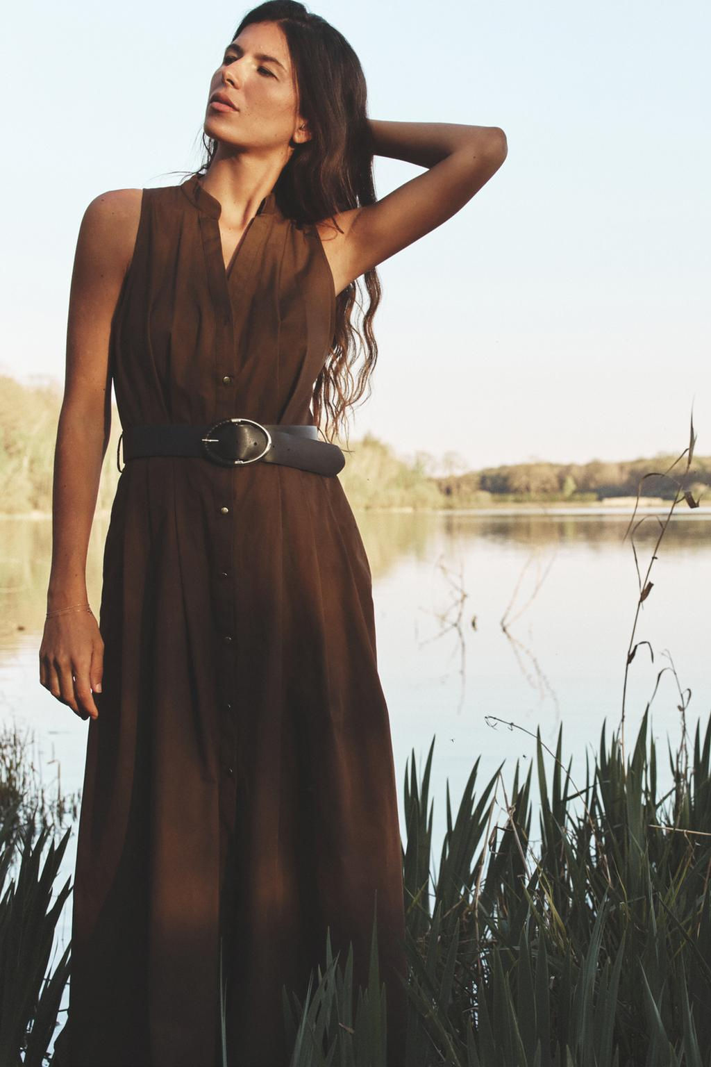 MIDI DRESS WITH BELT - Zara фото 2