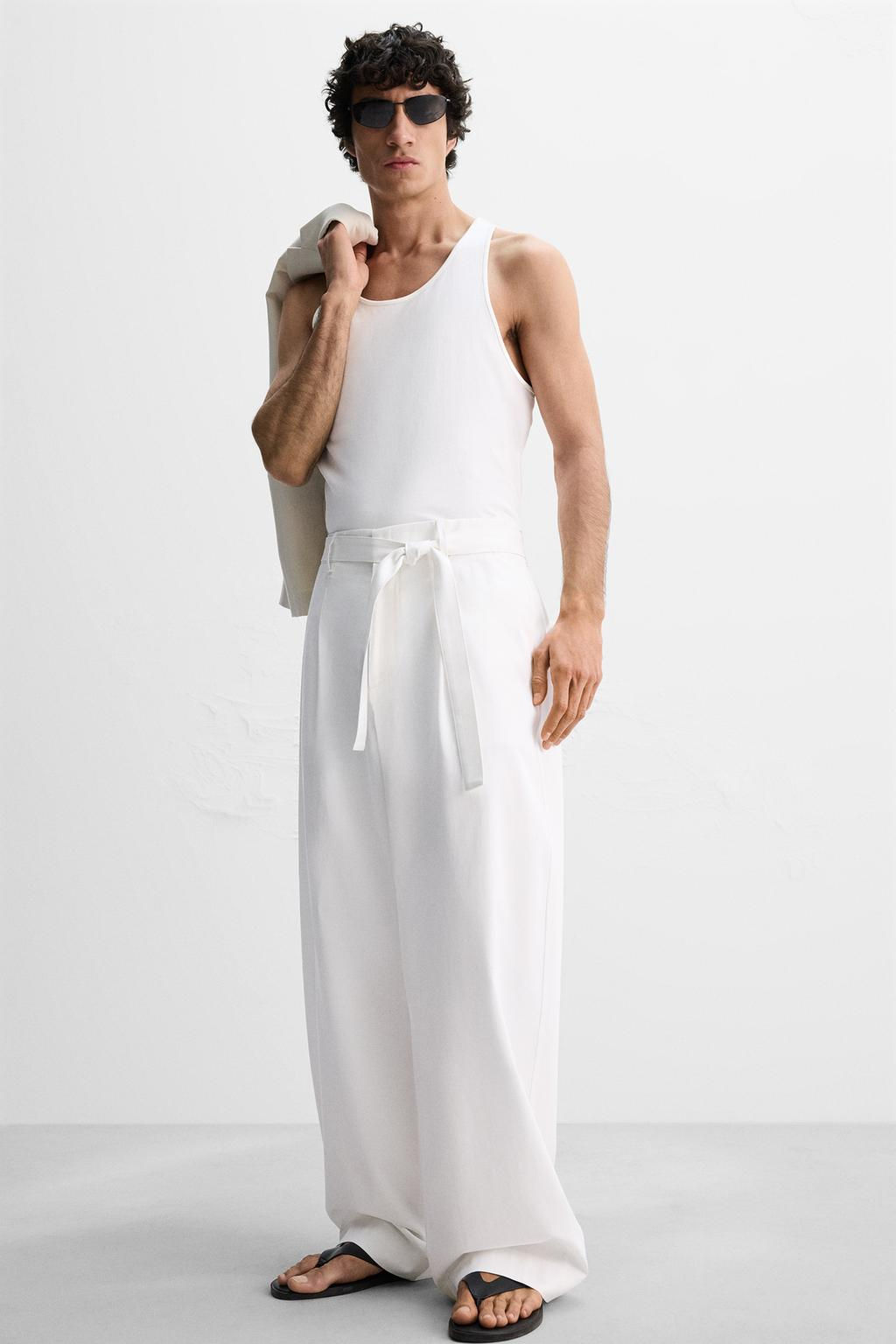 LYOCELL - COTTON TROUSERS WITH BELT - Zara фото 6