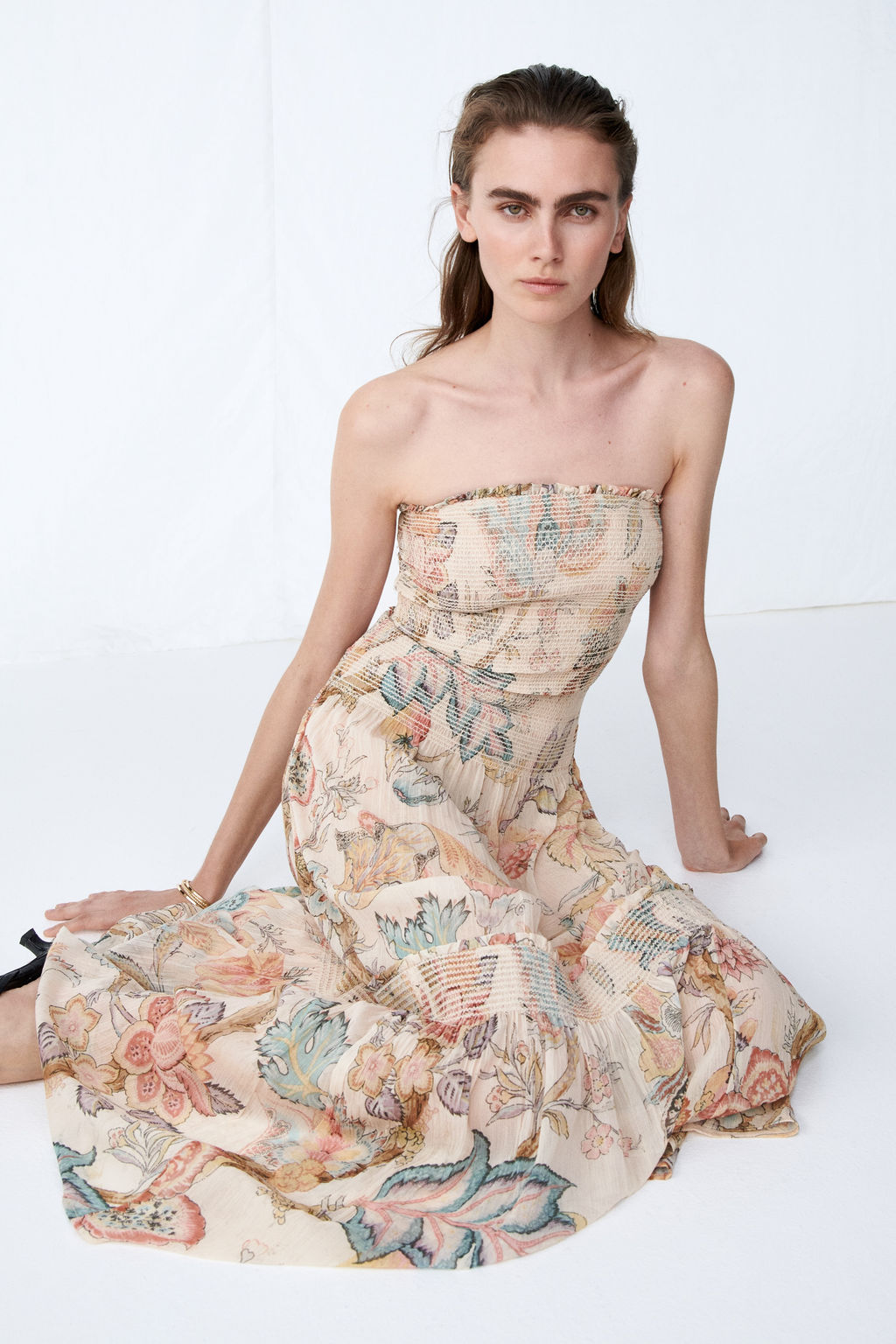 Vestido bandeau con cuerpo nido de abeja - H&m фото 2