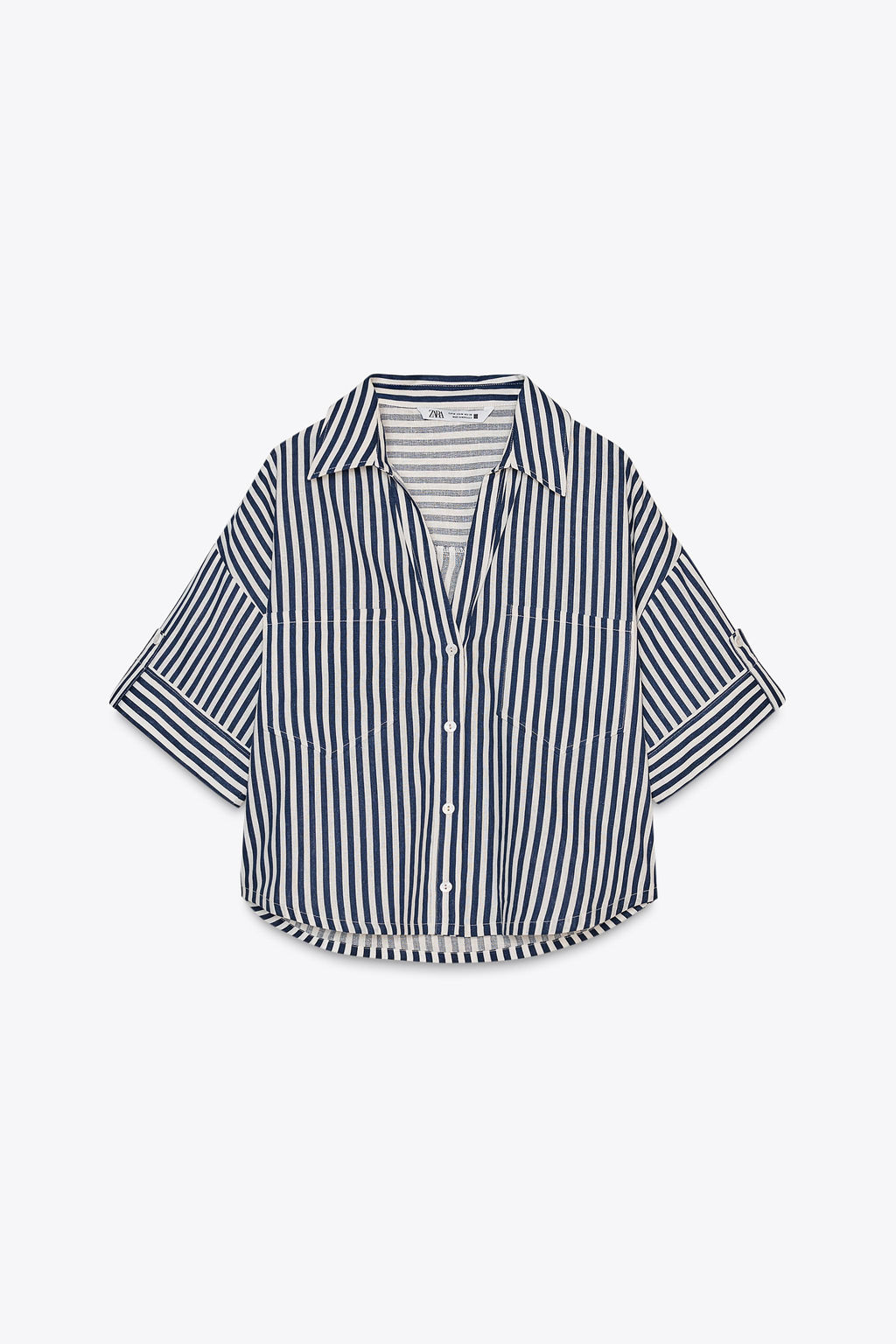 CROPPED LINEN BLEND SHIRT - Zara фото 6