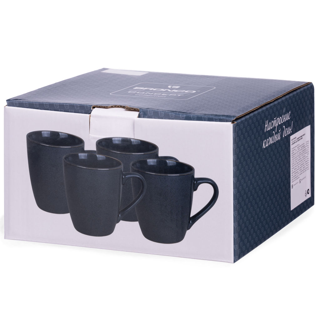 НАБОР КРУЖЕК BRONCO CONCEPT 4 ШТ. 355 МЛ СИНИЙ  фото 6