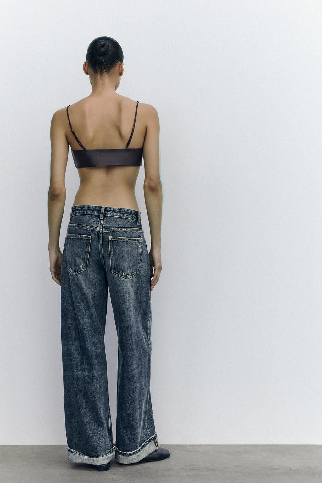 RELAXED FIT FOLD-UP LOW-RISE JEANS - Zara фото 6