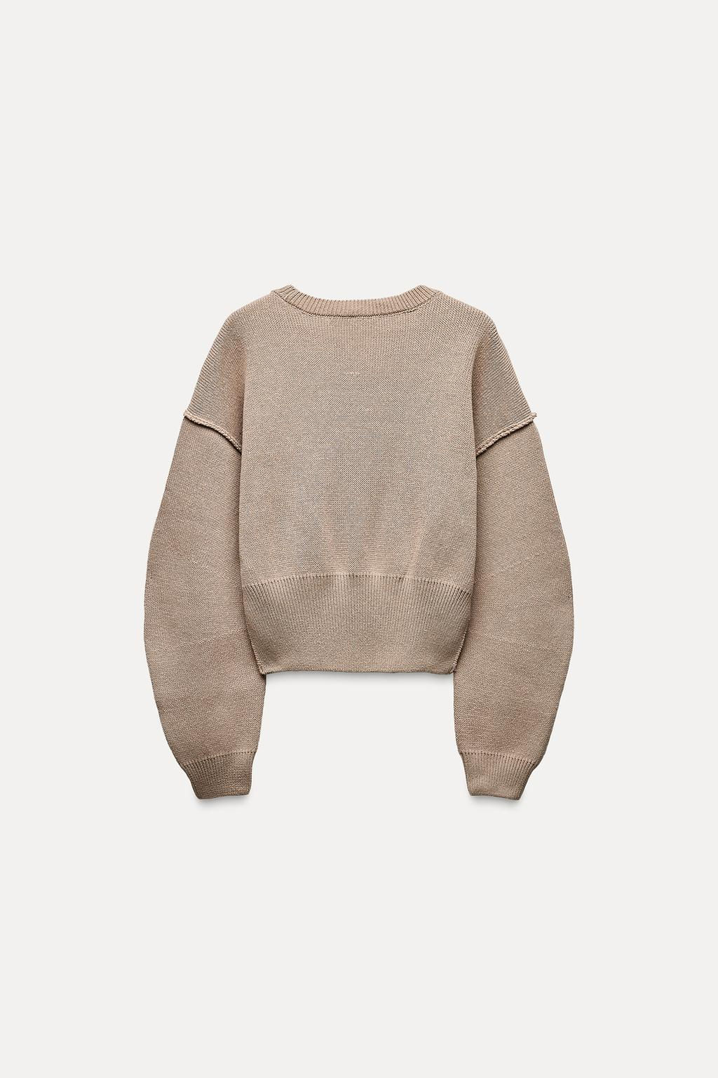 PLAIN KNIT SWEATER WITH VOLUMINOUS SLEEVES - Zara фото 6