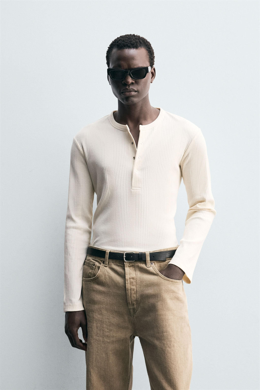 TEXTURED BUTTON-UP COLLAR T-SHIRT - Zara фото 2