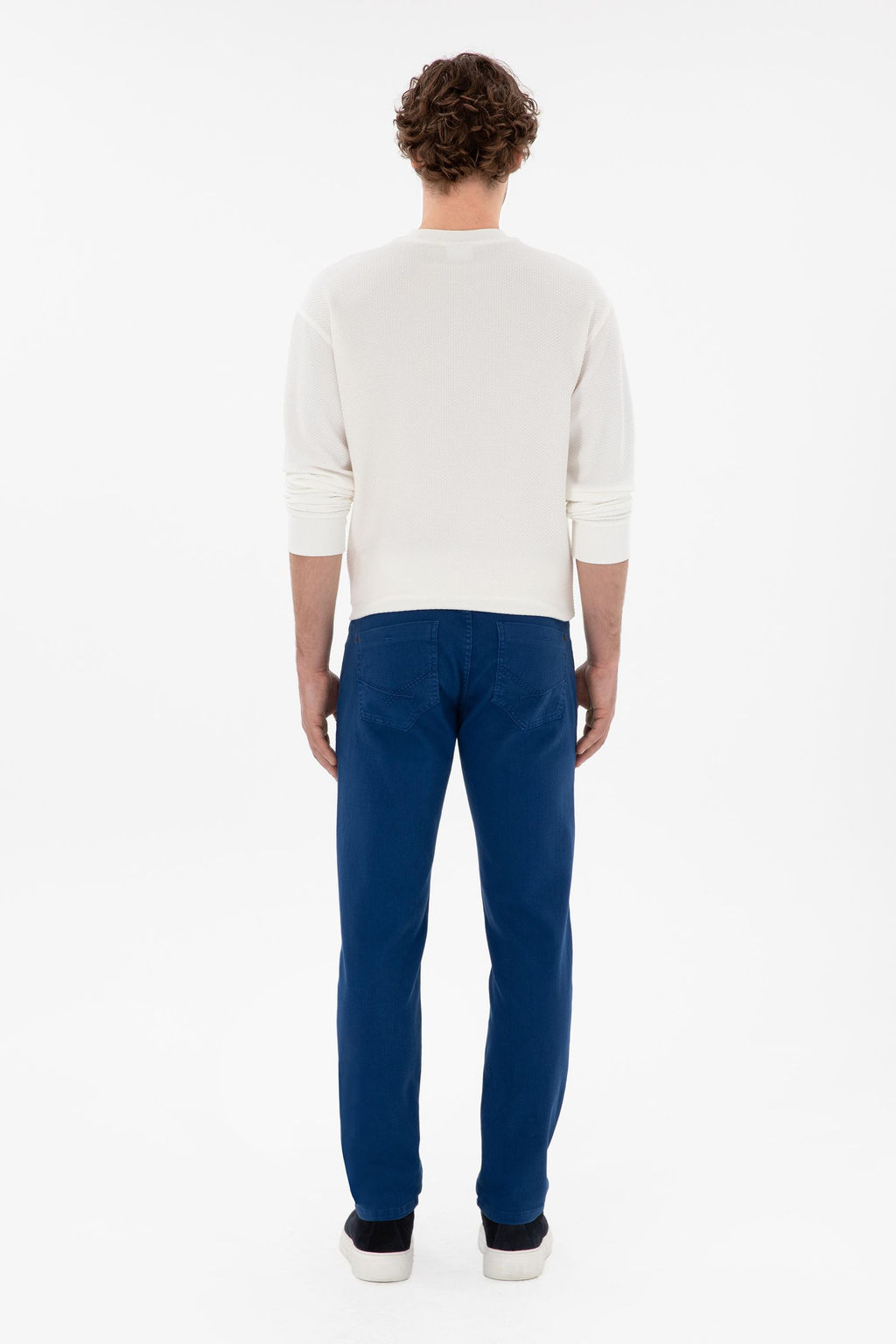 Erkek Slim Fit _ndigo Kanvas Pantolon