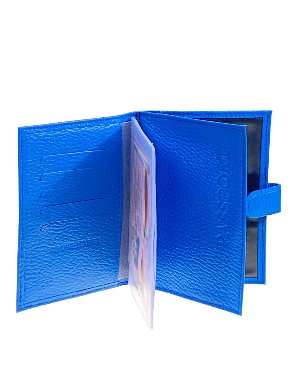 Обложка для паспорта и автодокументов из натуральной кожи, цвет синий - Greta фото 2