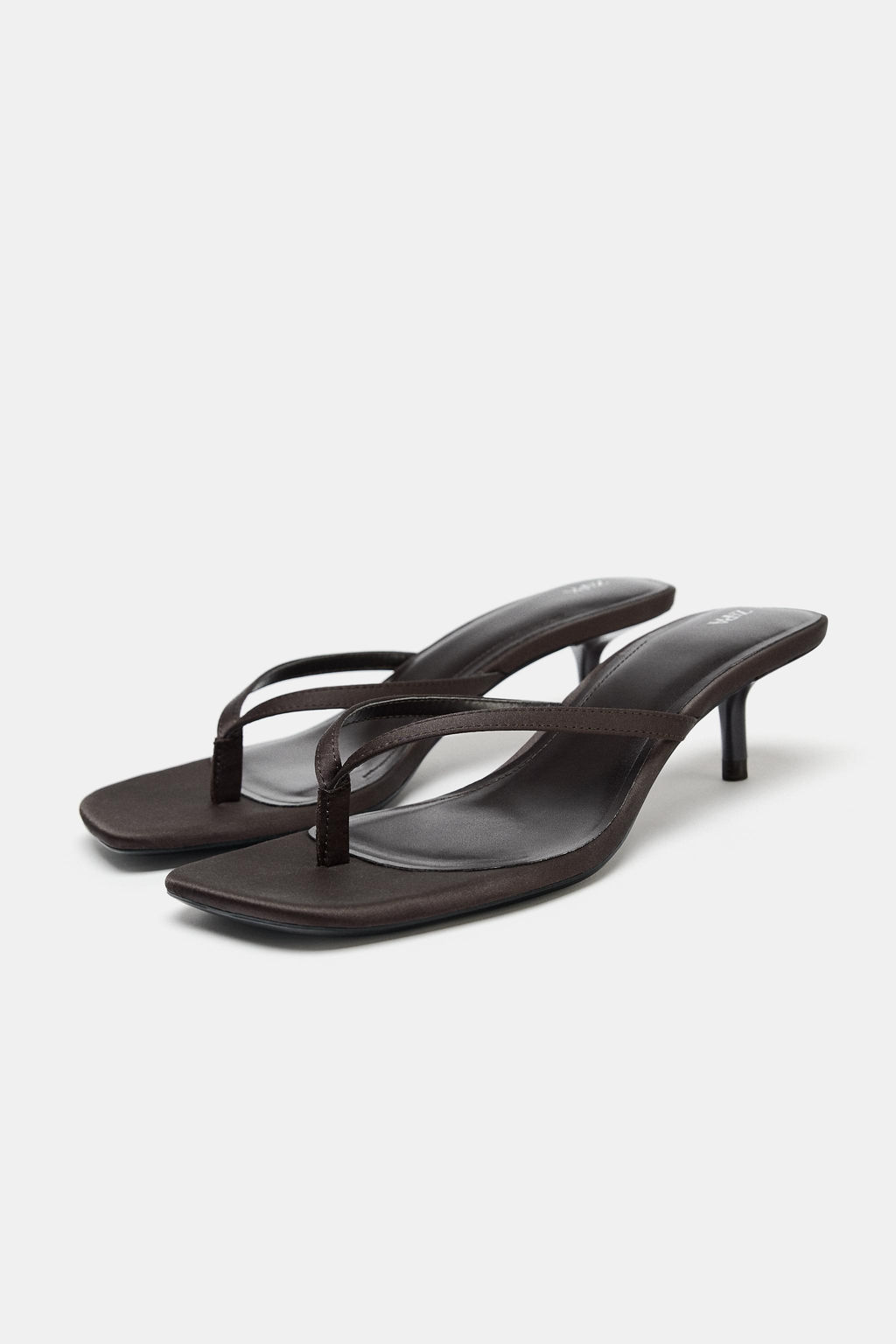 SATIN KITTEN-HEEL SANDALS - Zara фото 11