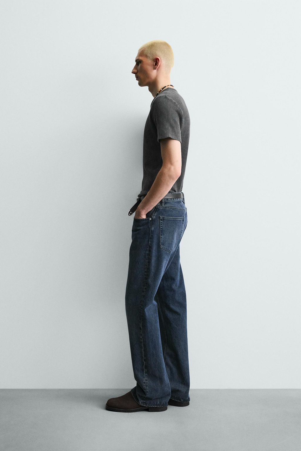 CAMISETA PUNTO SLIM FIT ESTRUCTURA / Negro lavado - Zara фото 4