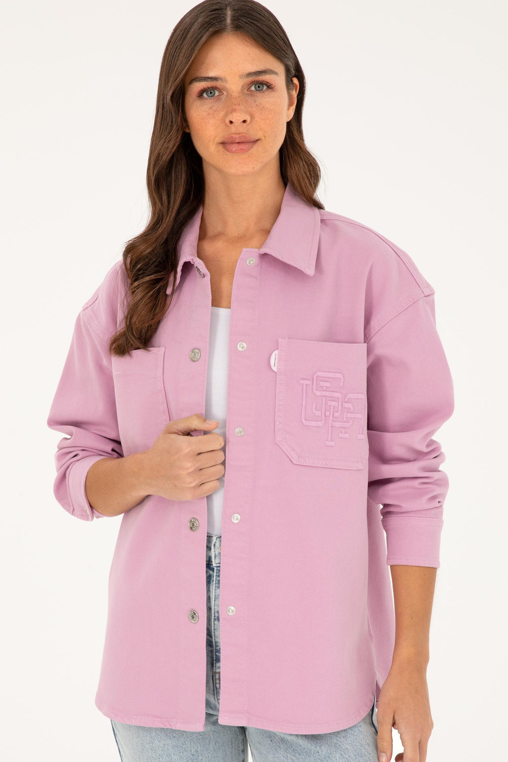 U. S. Polo Assn / Женская пудровая джинсовая рубашка - U.s. polo assn фото 3