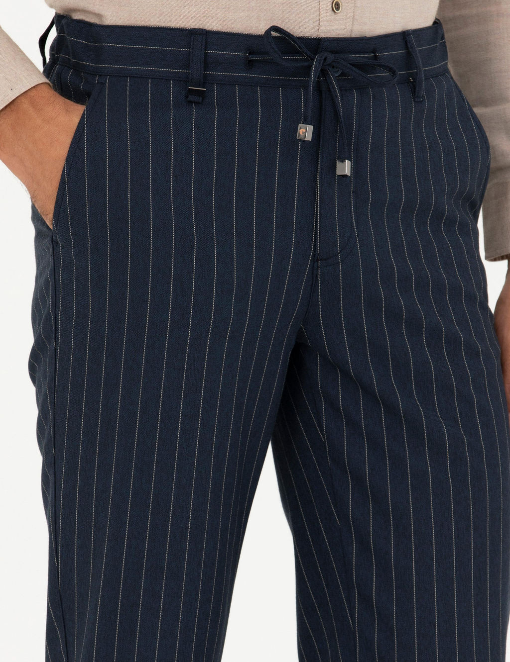 Темно-синие брюки узкого кроя из плотной ткани - Cacharel фото 5