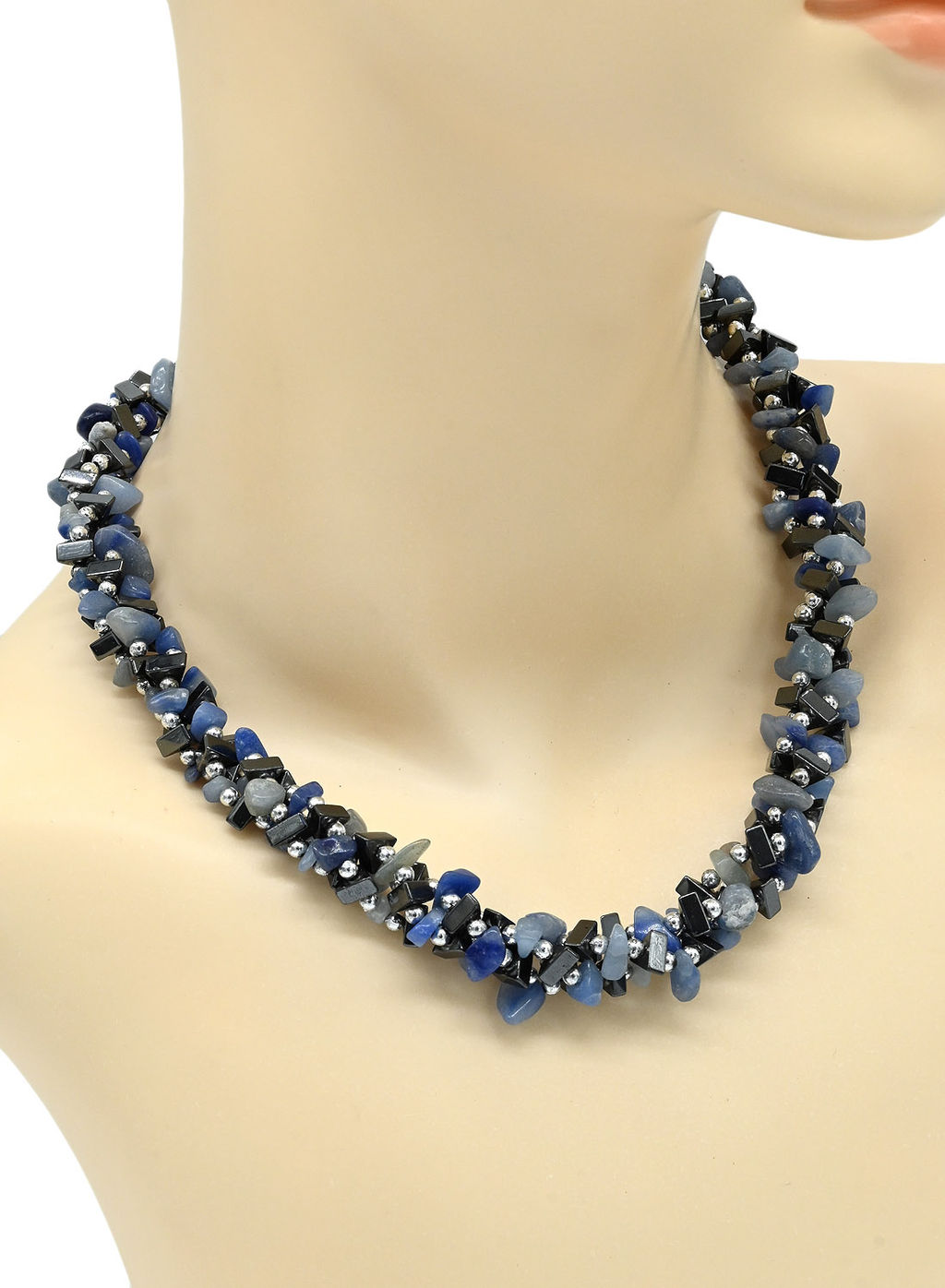 Бусы из гематита и кварца крошка 6*9мм, 45см