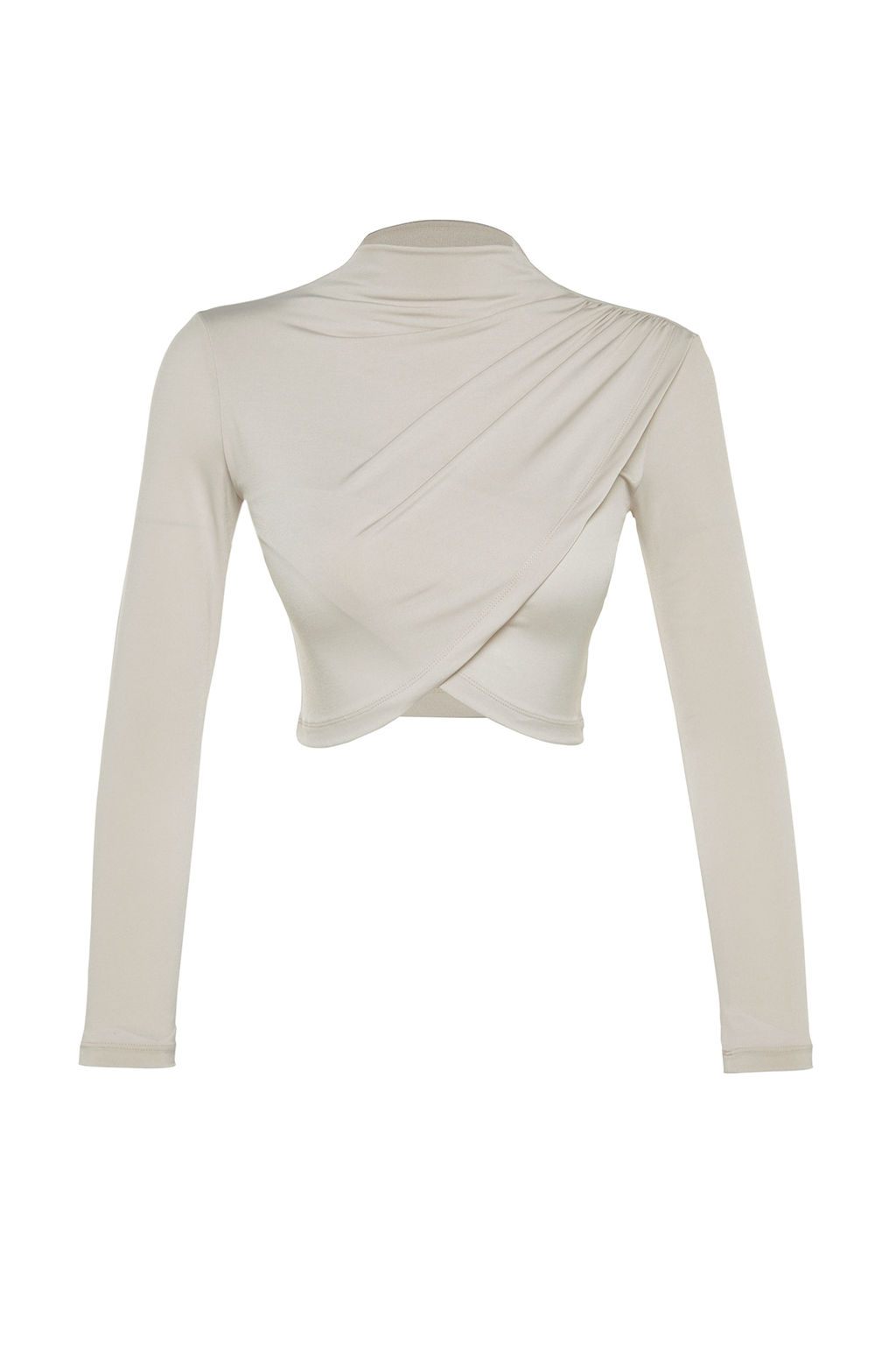 Ac?k Tas Dik Yaka Anvelop Kapama Drapeli Crop Bluz TWOAW24BZ00164