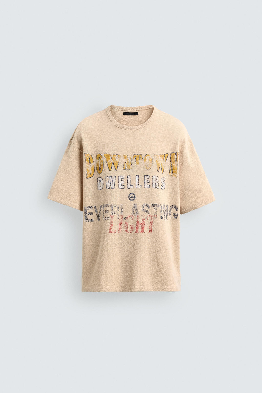 CAMISETA PUNTO ESTAMPADO LAVADO / Arena