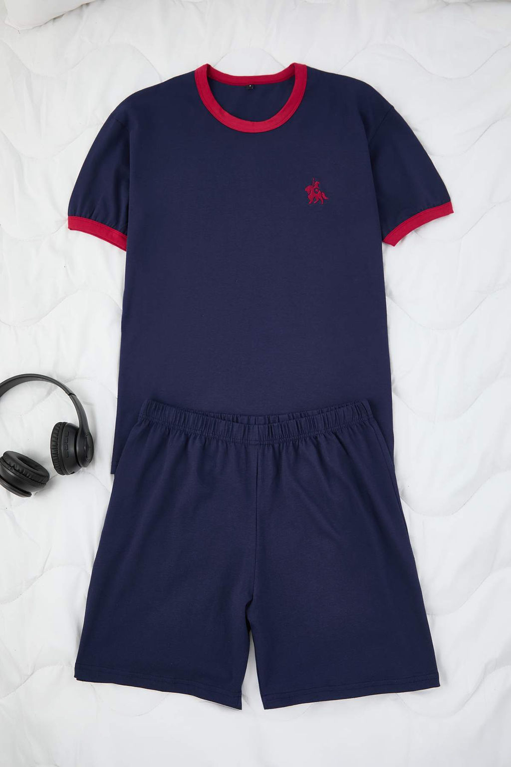 Lacivert 3lu Paket Regular Fit Kontrast Detayl? Nak?sl? Orme Pijama Tak?m? TMNAW26PT00045 - Trendyolmilla фото 2