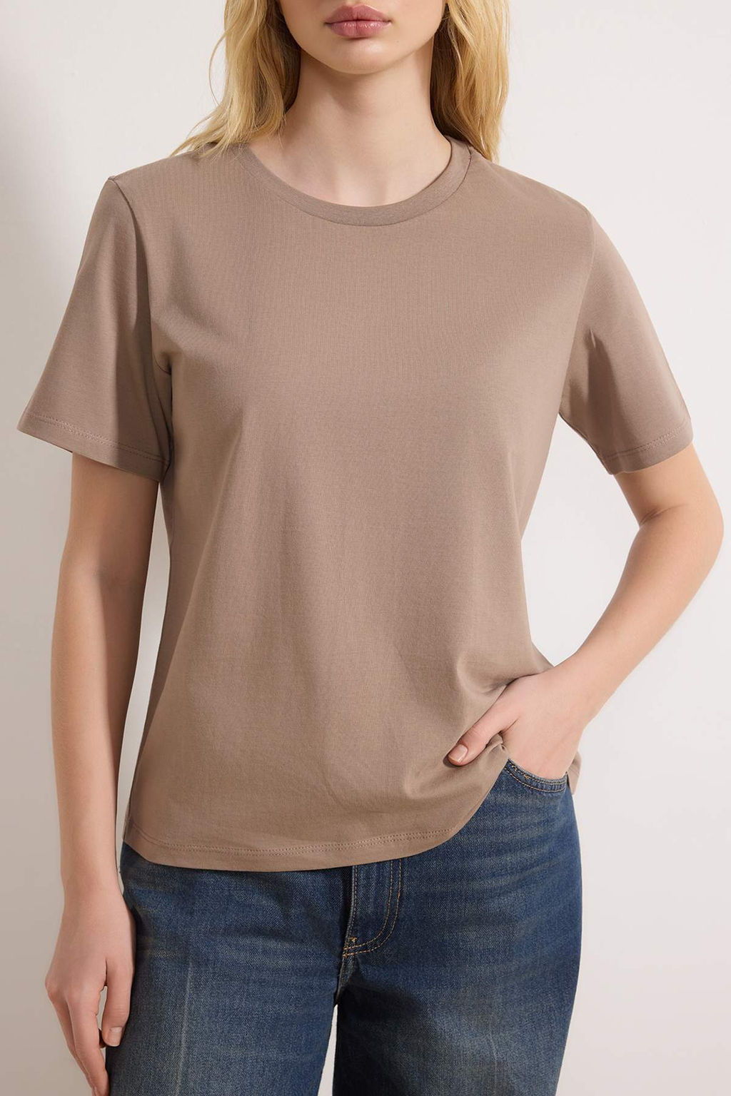 Vizon %100 Pamuk Basic Bisiklet Yaka Orme T-Shirt TWOSS23TS00000