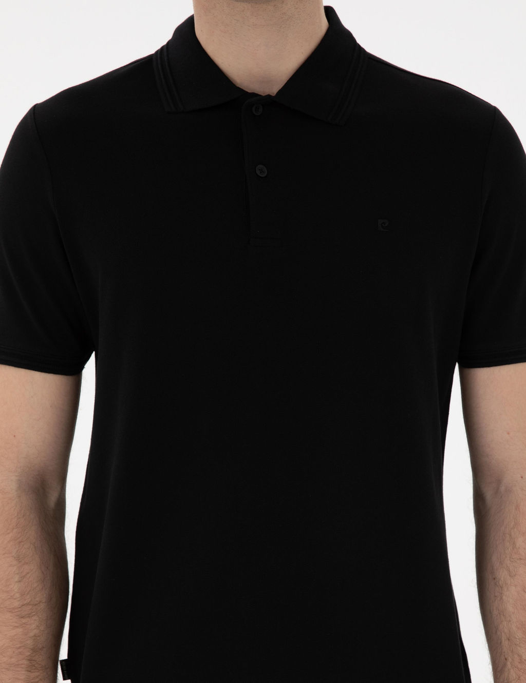 Siyah Regular Fit %100 Pamuk Polo Yaka Basic Ti__rt