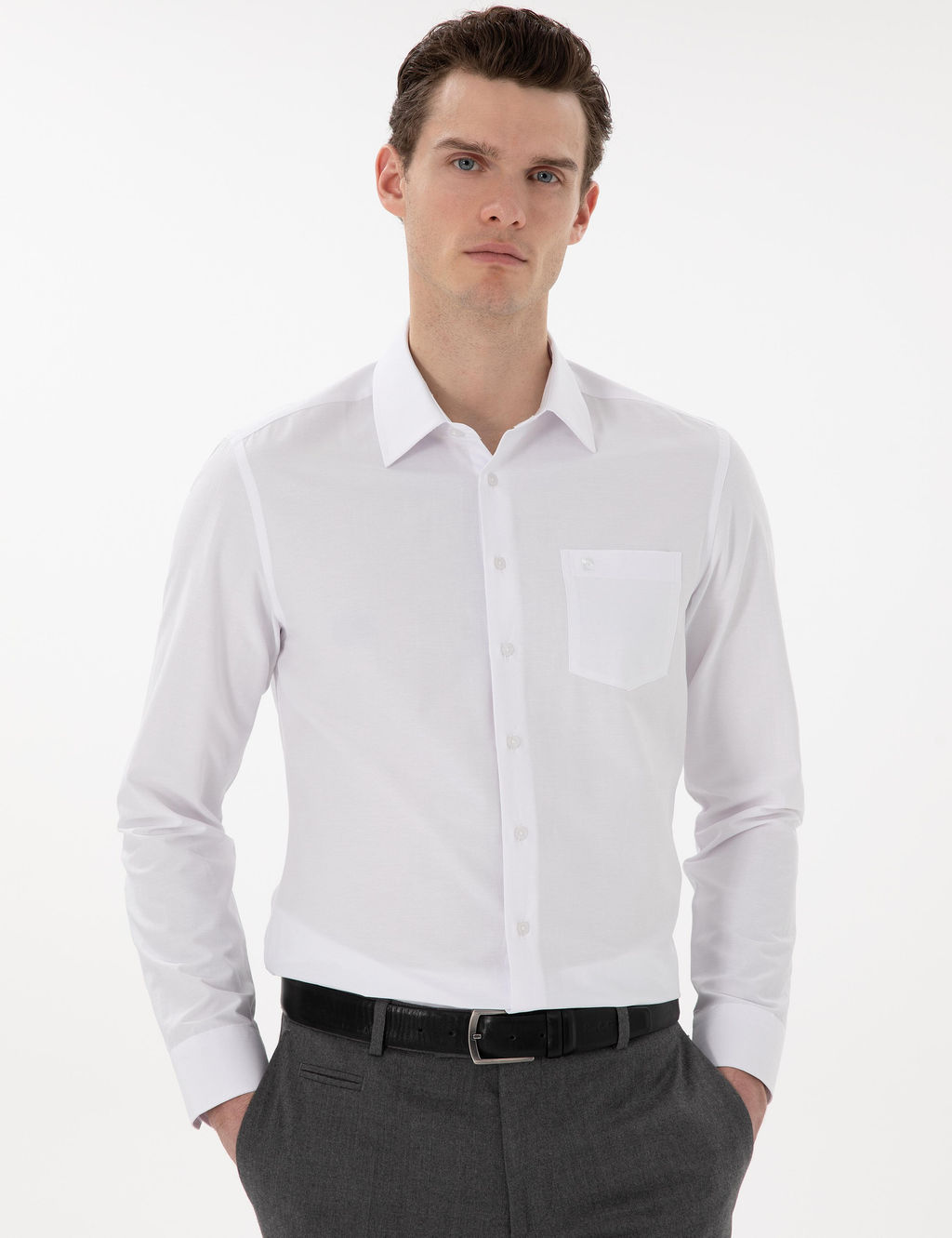 Beyaz Regular Fit Uzun Kollu Basic Cepli G_mlek - Pierre cardin фото 3