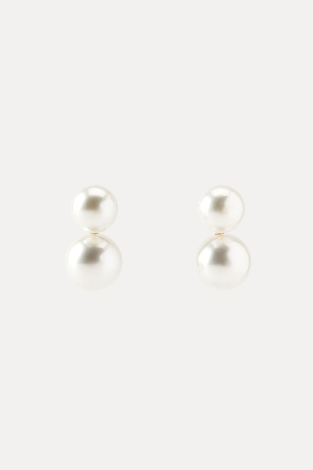 DOUBLE FAUX PEARL EARRINGS - Zara фото 2