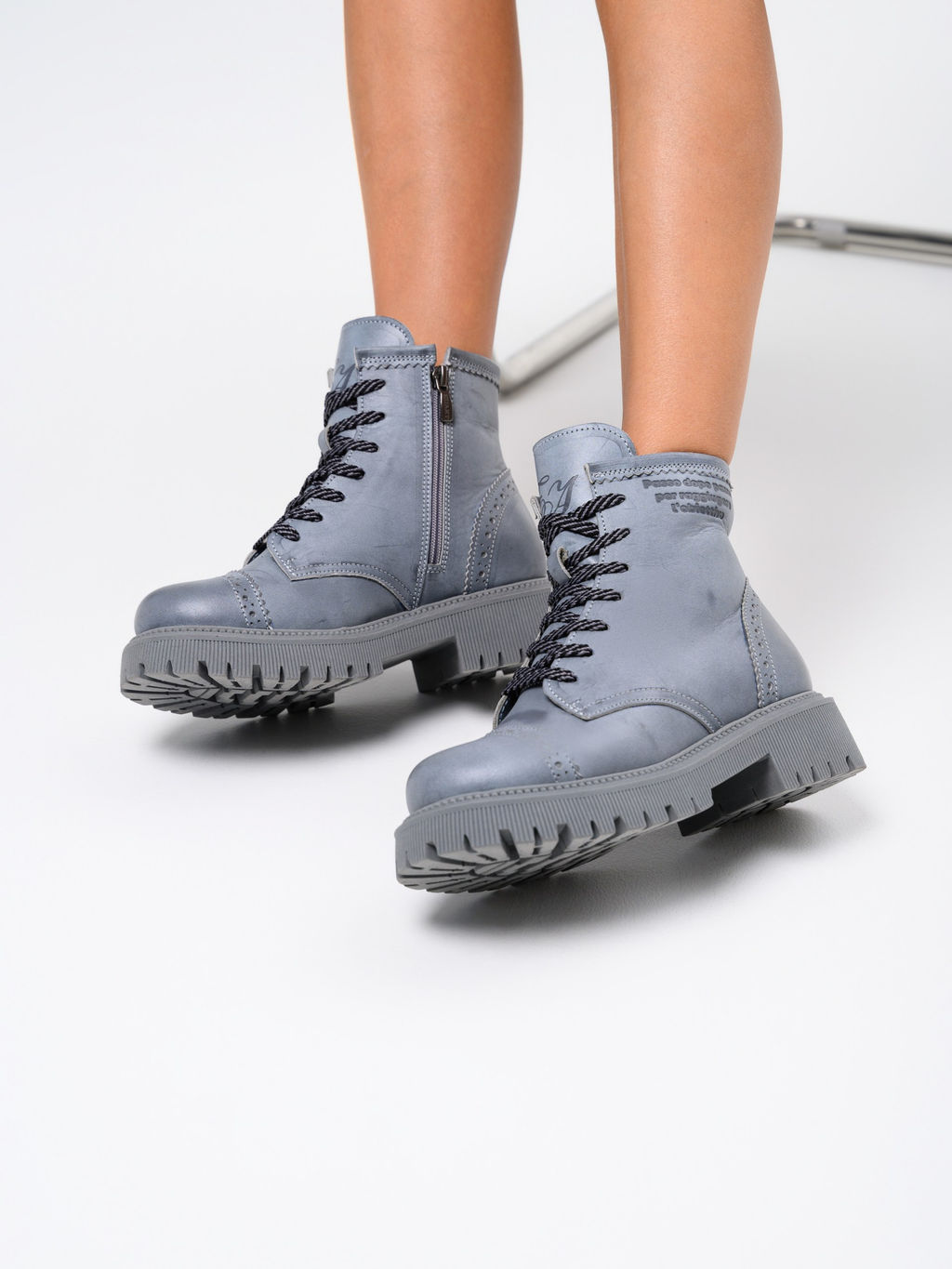 Ботинки 319.taskanagr.Вакса серая/шерсть