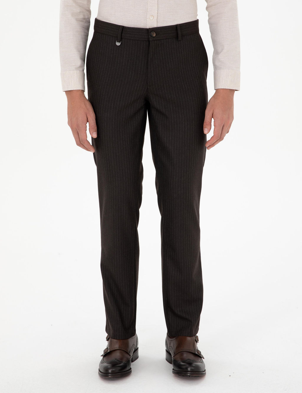 Kahverengi Slim Fit _izgili Kuma_ Pantolon