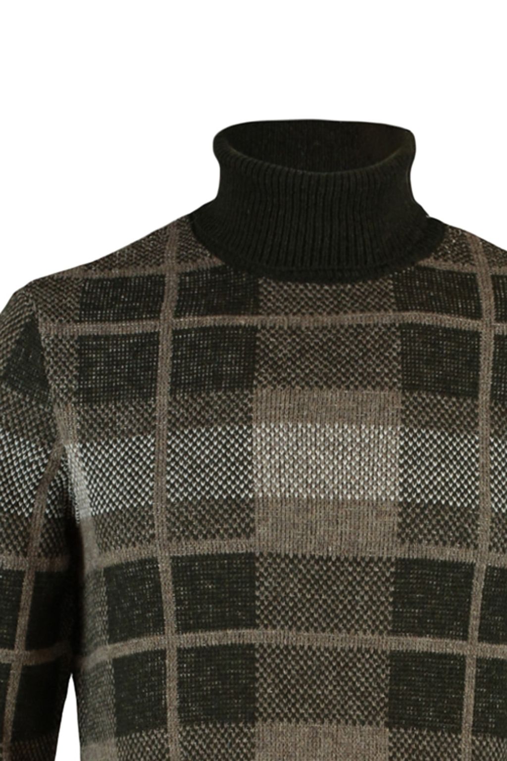 Trendyolmilla Man Haki Regular Fit Yunlu Bal?kc? Yaka Ekose Triko Kazak TMNAW22KZ0307  фото 8