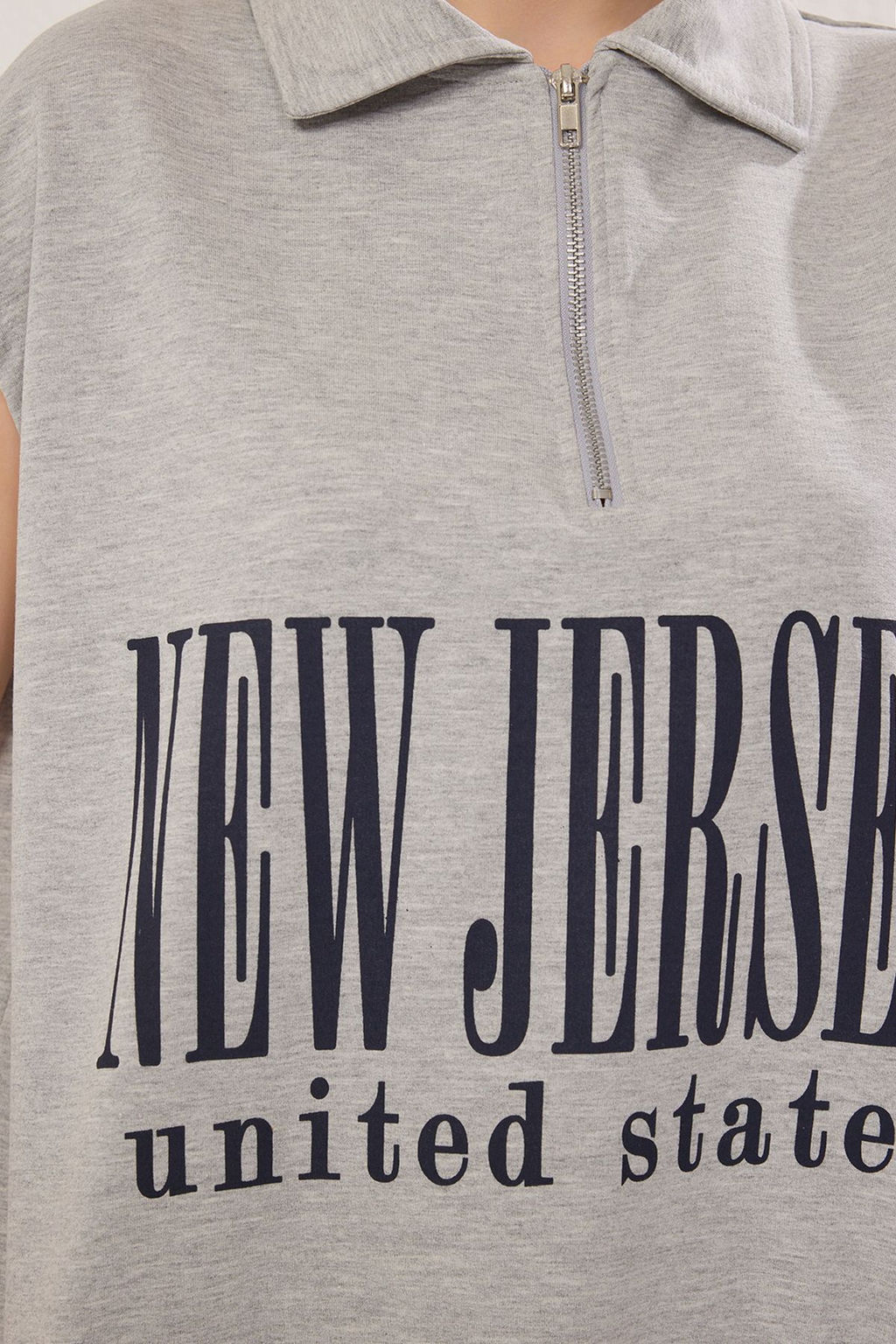 Gri Melanj Slogan Bask?l? Oversize/Genis Kal?p Orme T-Shirt TWOSS25TS00116 - Trendyolmilla фото 3