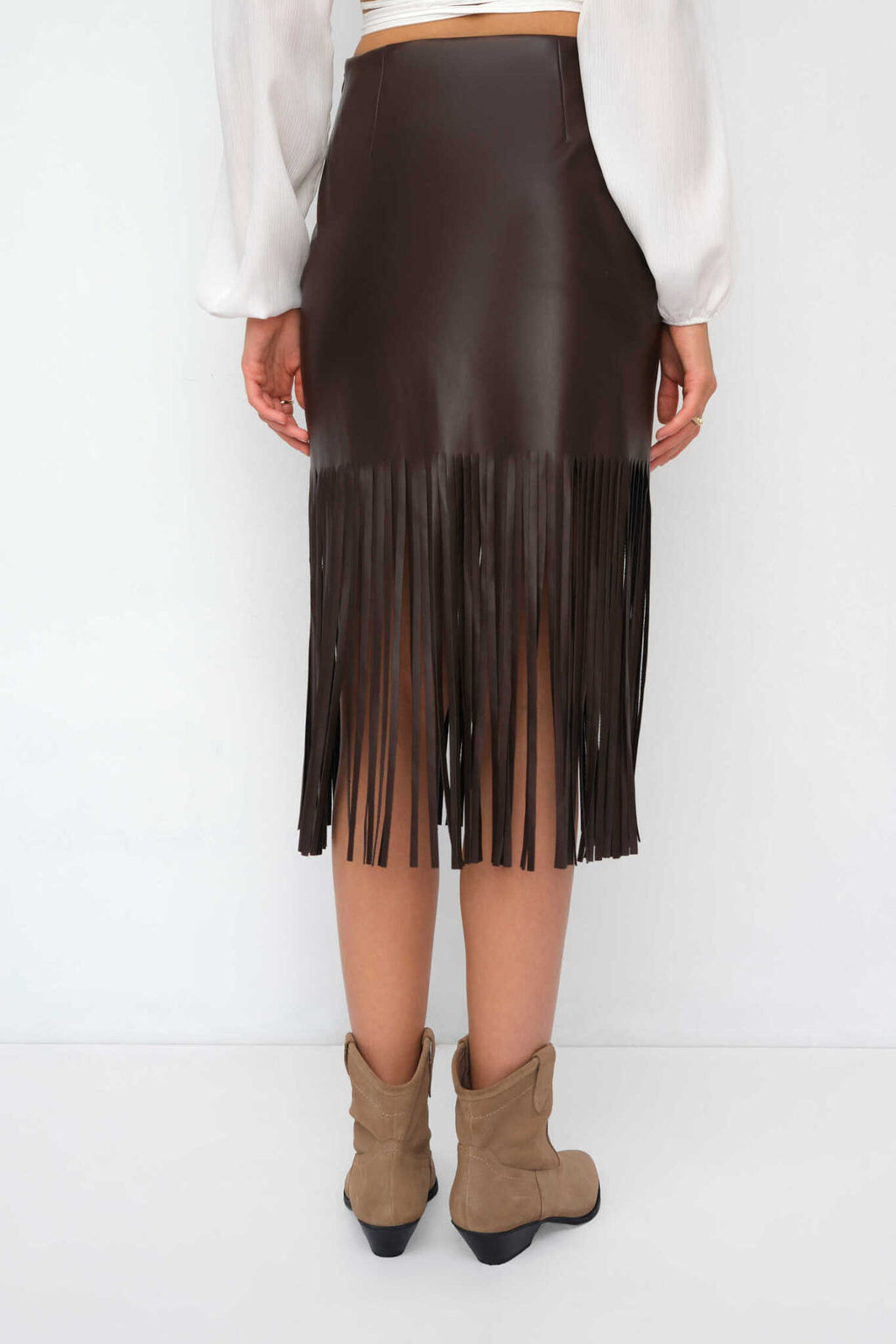 Юбка из экокожи с бахромой - Mollis фото 4