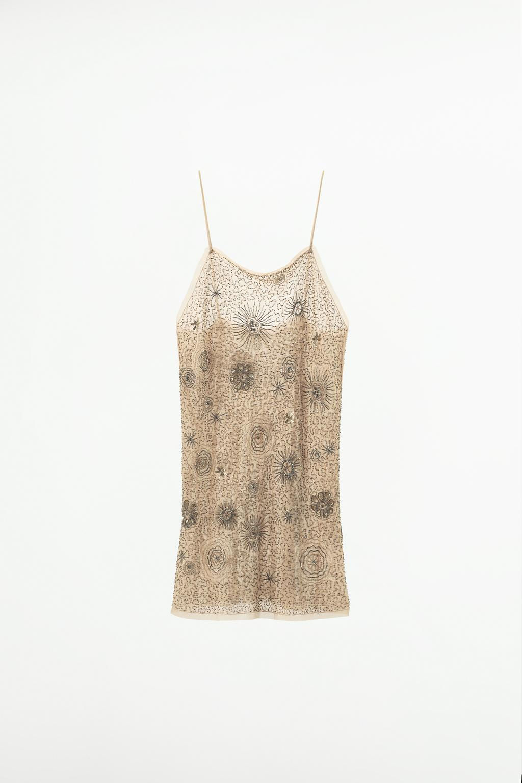 CREPE DRESS WITH EMBROIDERY AND BEADS - Zara фото 2
