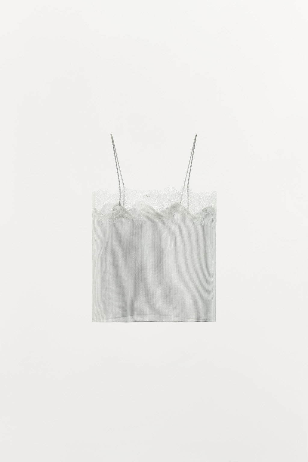 TOP TIRANTES RAYAS ENCAJE / Crudo / Beige