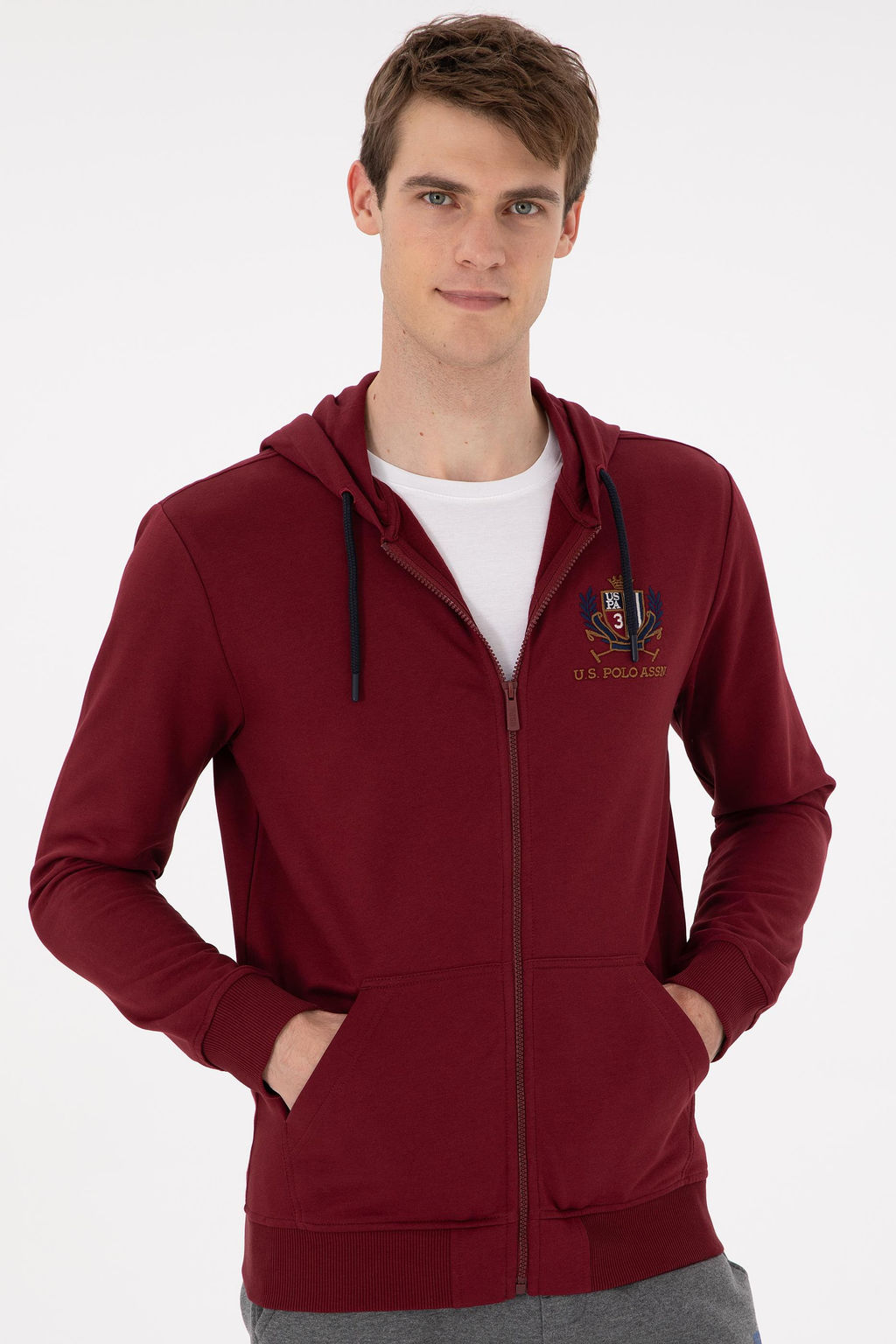 Мужской бордовый вязаный кардиган Неожиданная скидка в корзине - U.s. polo assn фото 3