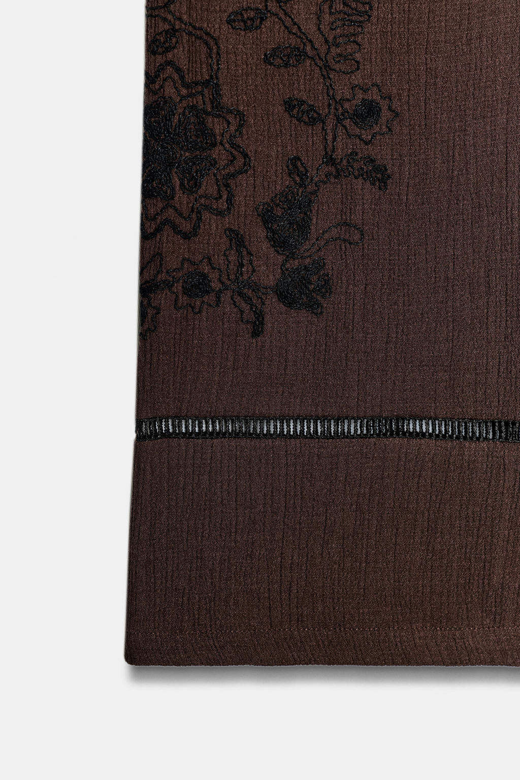 PANTAL?N ANCHO BORDADOS ENTREDOSES / Marr?n - Zara фото 8