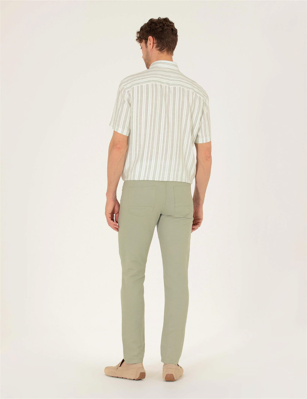 A__k Ye_il Slim Fit Keten Kar___ml_ Kanvas Pantolon - Pierre cardin фото 4